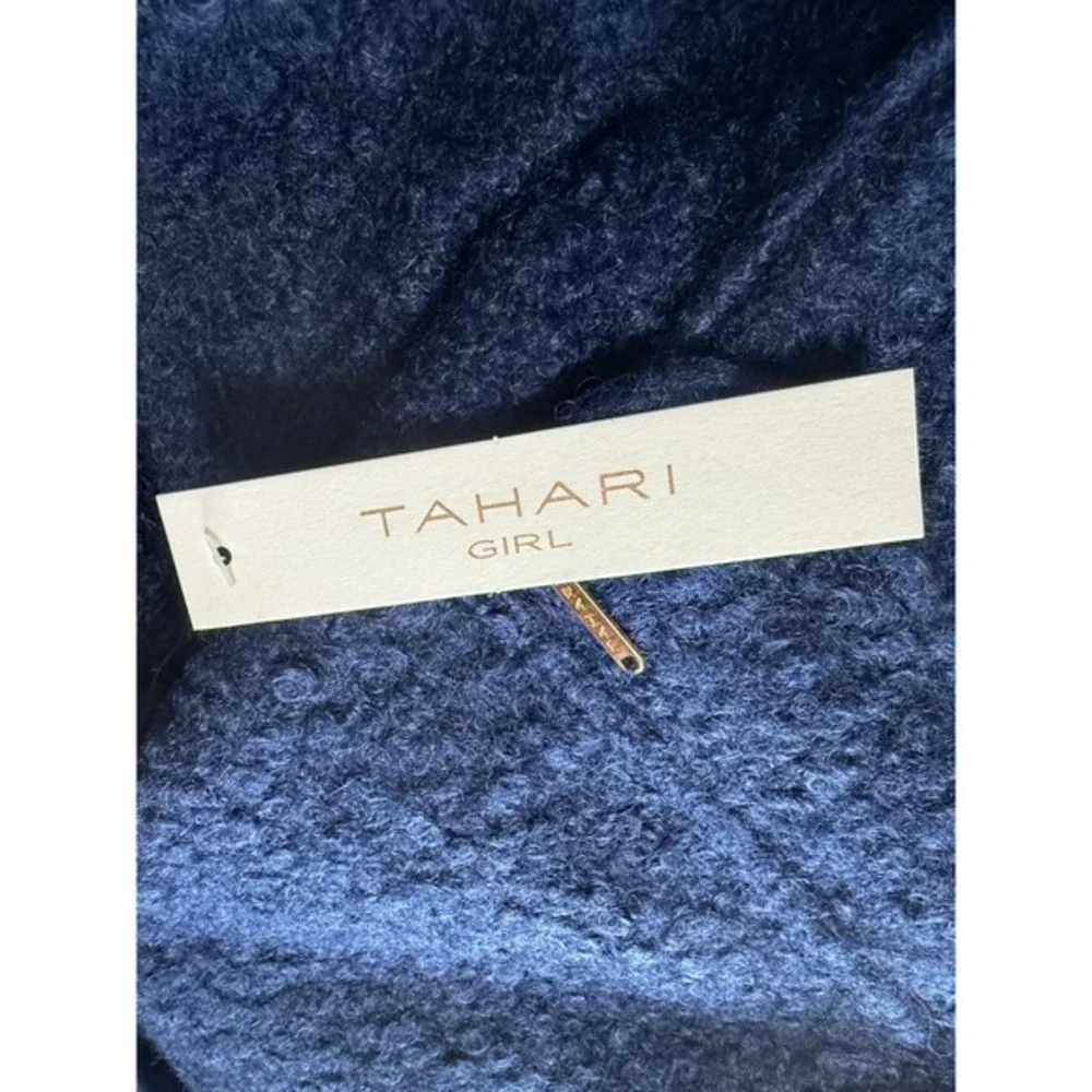 Tahari Girl‎ Navy Blue Boucle Coat Faux Fur Collar Kids Size 5 NWT JBGU902